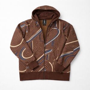 Billabong Brown and Blue Zip-Up Sweater